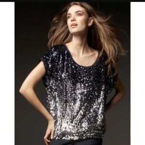⚡️SALE⚡️Tory Burch Alton Top Navy and Silver EUC